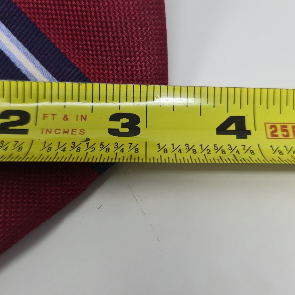 Tommy Hilfiger Silk Mens Burgundy Navy Blue Striped Classic 3.25" Necktie - Picture 2 of 5